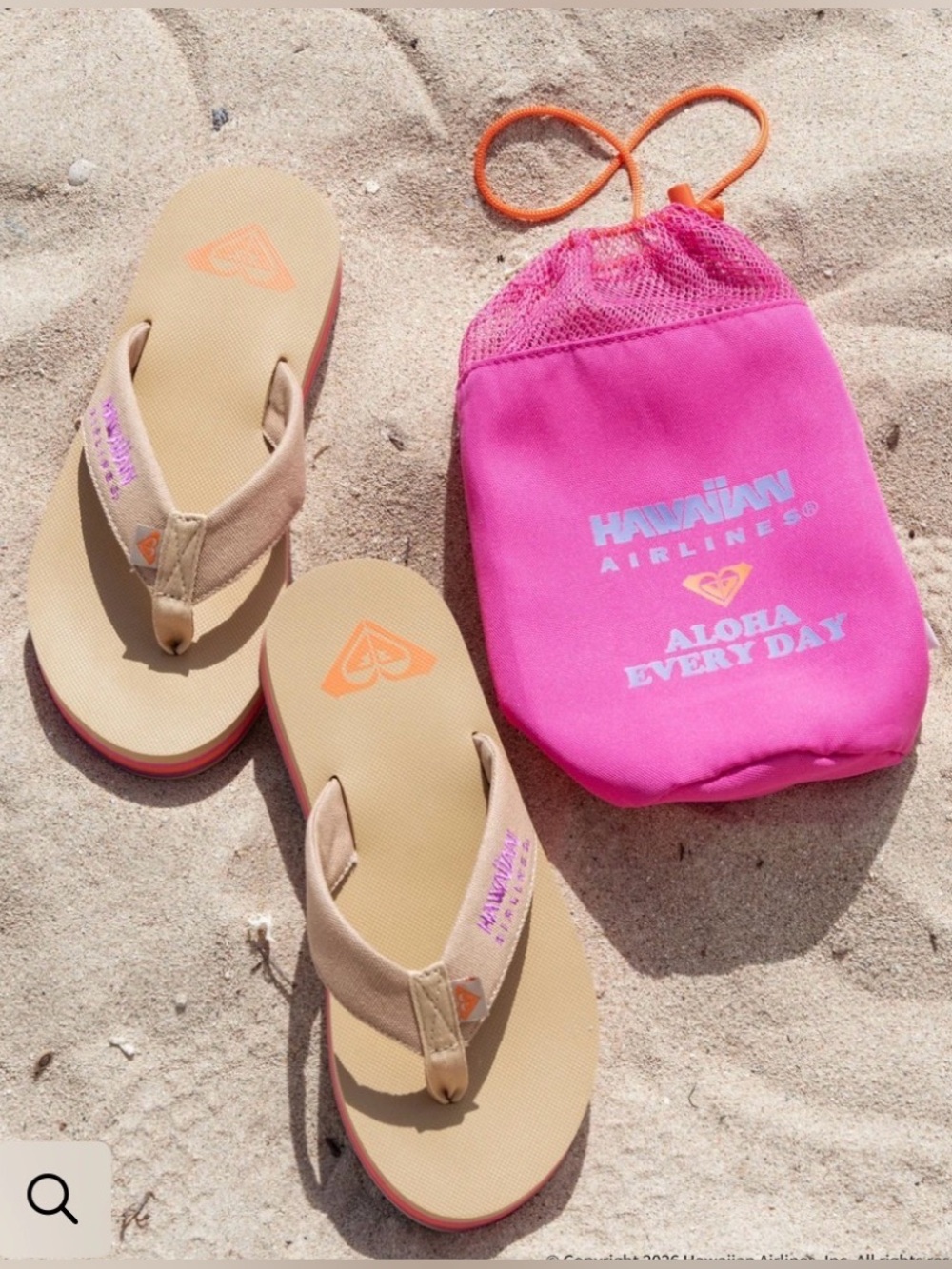 NWT Roxy X Hawaiian Airlines ✨Japan Exclusive ✨Flip Flop BROWN